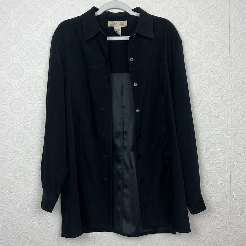Vintage Black Button-Down Shirt Jacket Sz 12